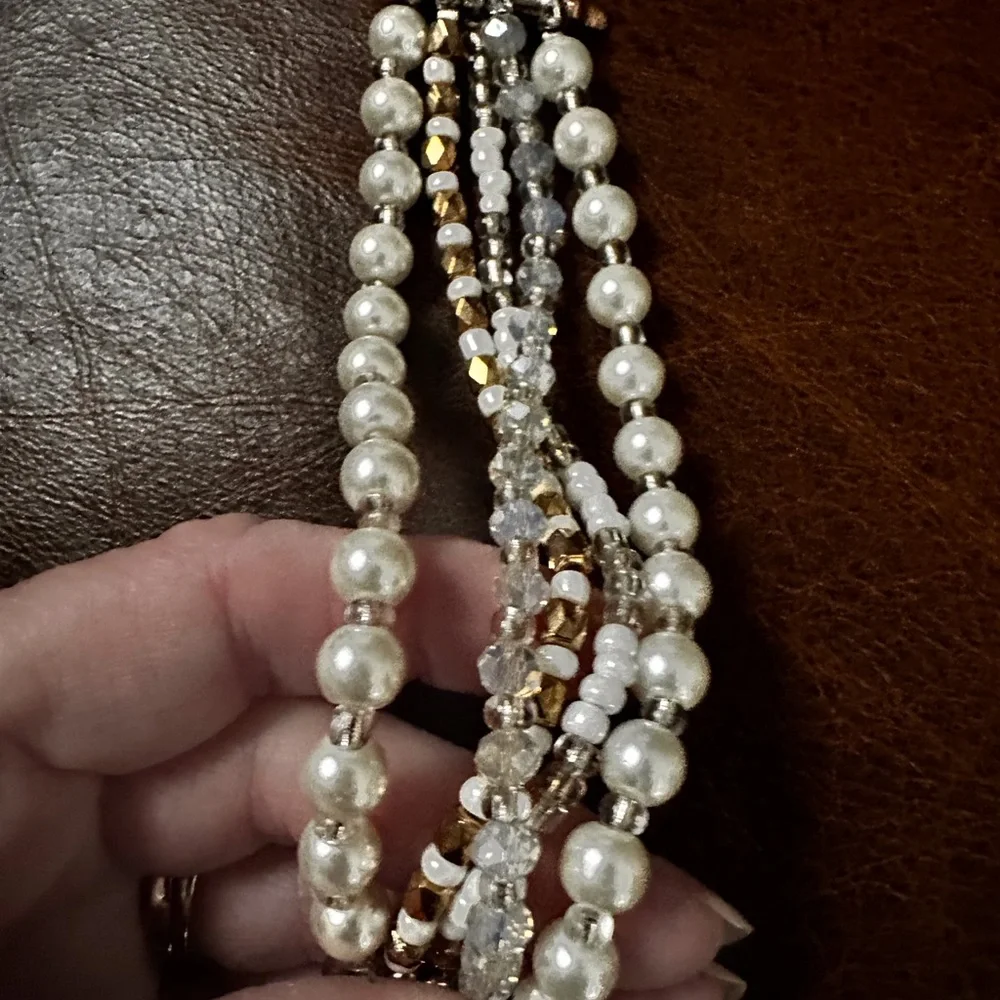 Watch band Beaded pearls multi strand stretchy for Apple Watch band